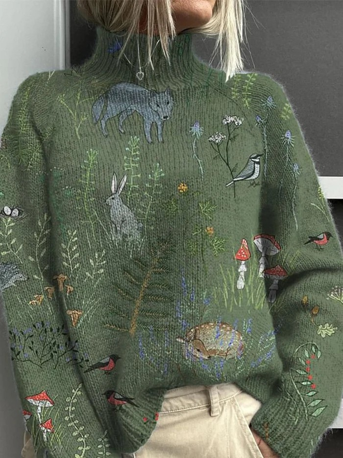 Women's Turtleneck Sweater, Long Sleeves, Patterned Knit