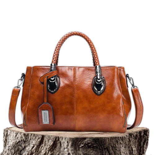 Women's Structured Satchel Handbag with Braided Handles