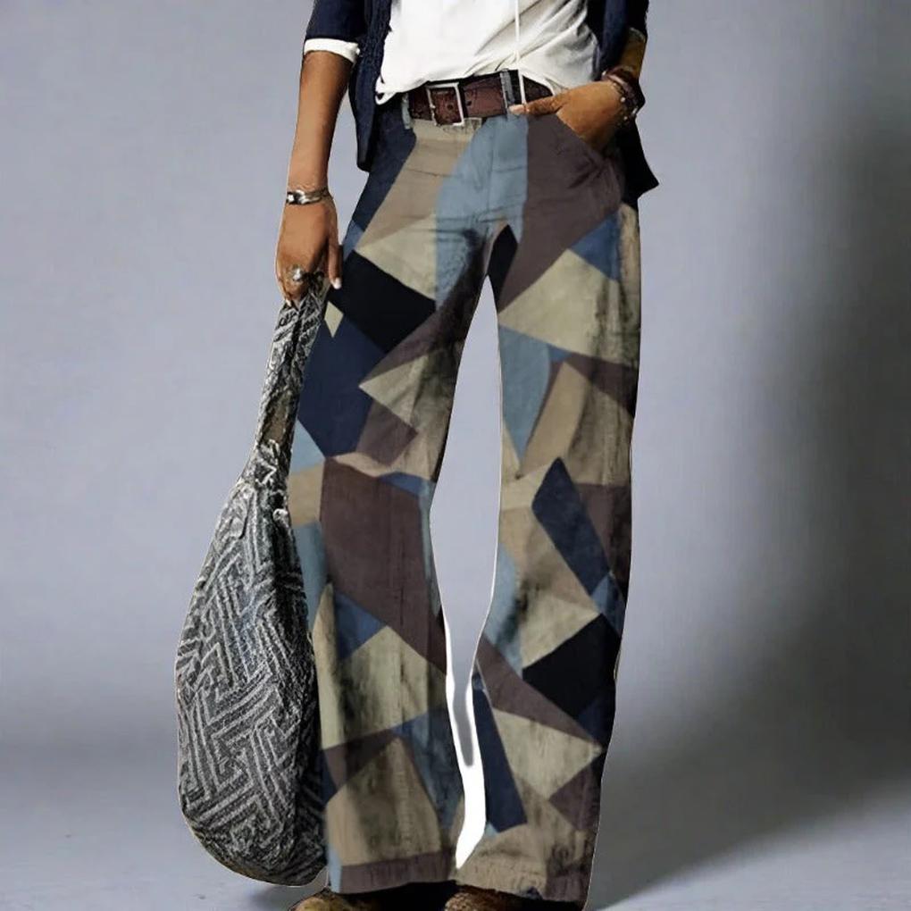 Women's Floral Wide-Leg Jeans with Mid-Rise Waist