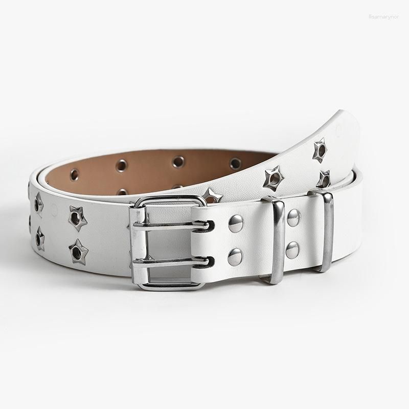 Star Eye Studded Belt with Double Prong Buckle