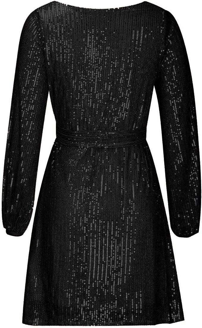 Women's Sequin Asymmetric Mini Dress Off-Shoulder