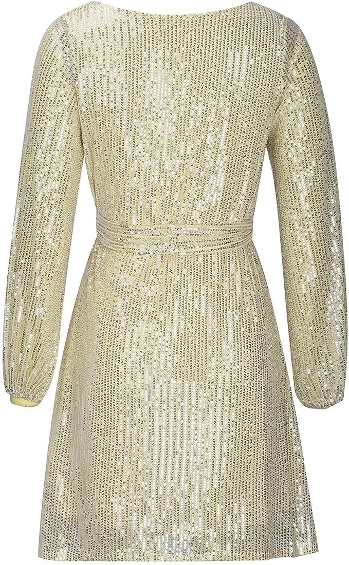 Women's Sequin Asymmetric Mini Dress Off-Shoulder