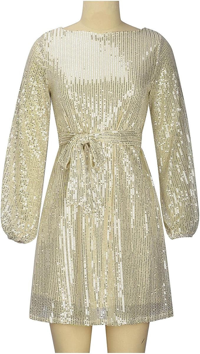 Women's Sequin Asymmetric Mini Dress Off-Shoulder