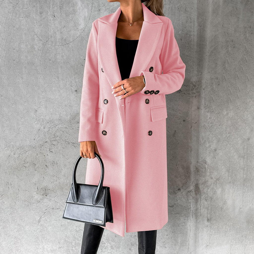 Women's Double-Breasted Trench Coat Long with Lapels