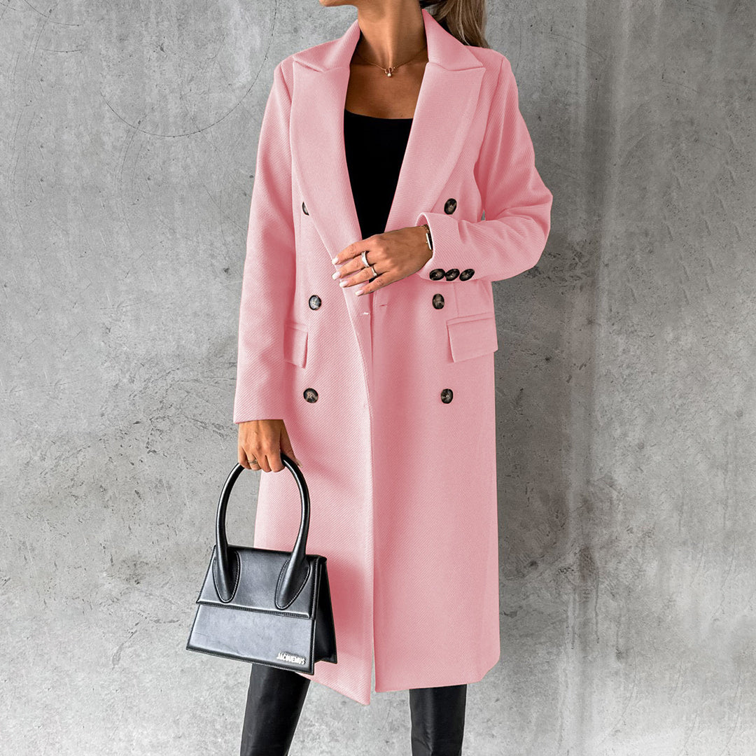 Women's Double-Breasted Trench Coat Long with Lapels