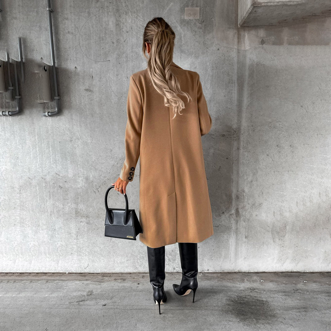 Women's Double-Breasted Trench Coat Long with Lapels