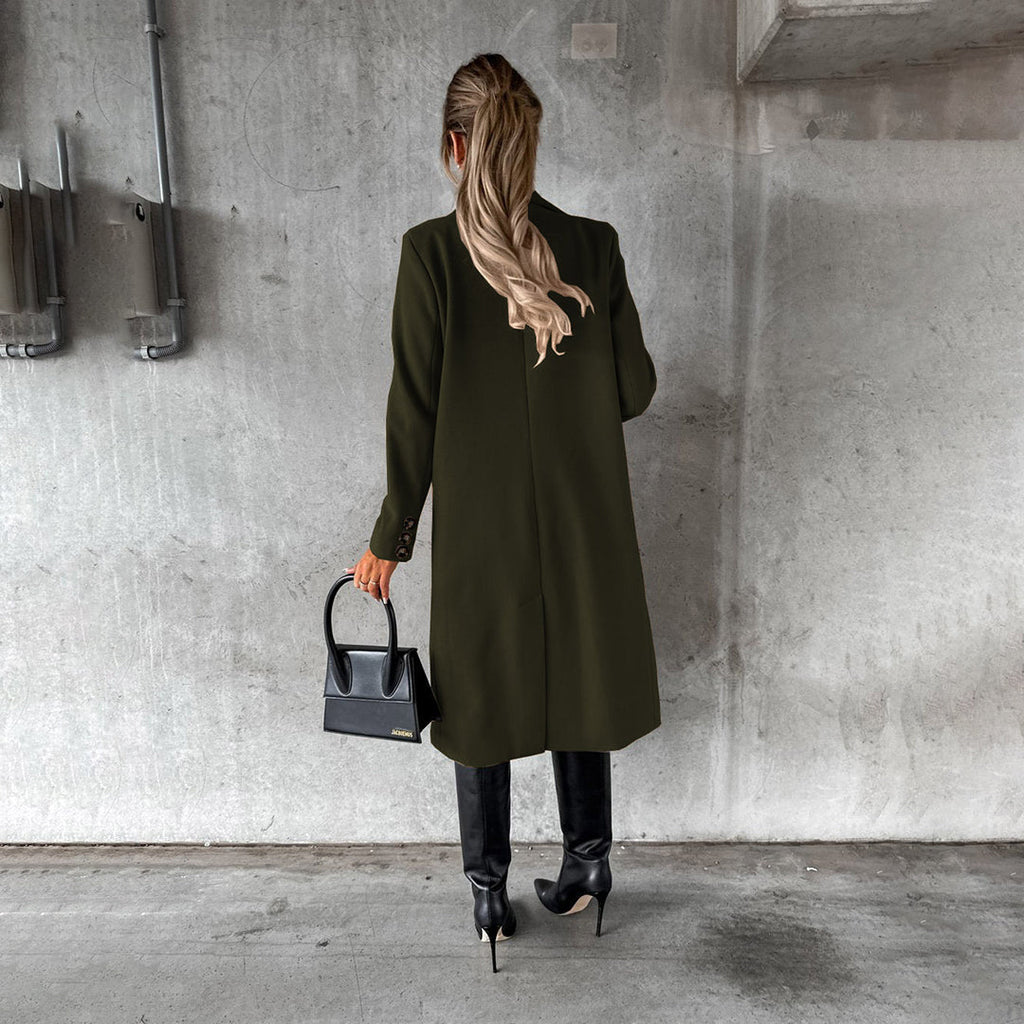 Women's Double-Breasted Trench Coat Long with Lapels