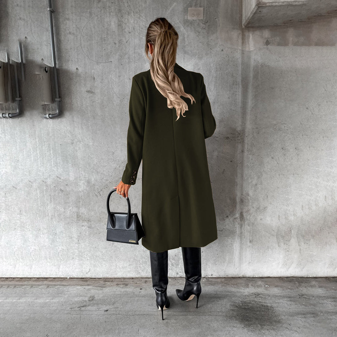 Women's Double-Breasted Trench Coat Long with Lapels