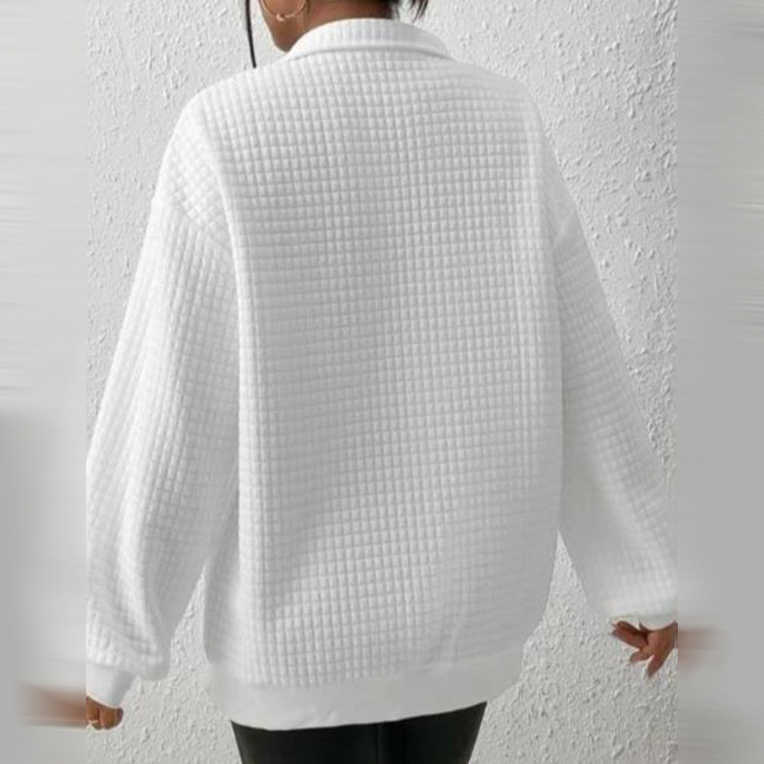 Women's Quilted Half-Zip Pullover with Stand Collar