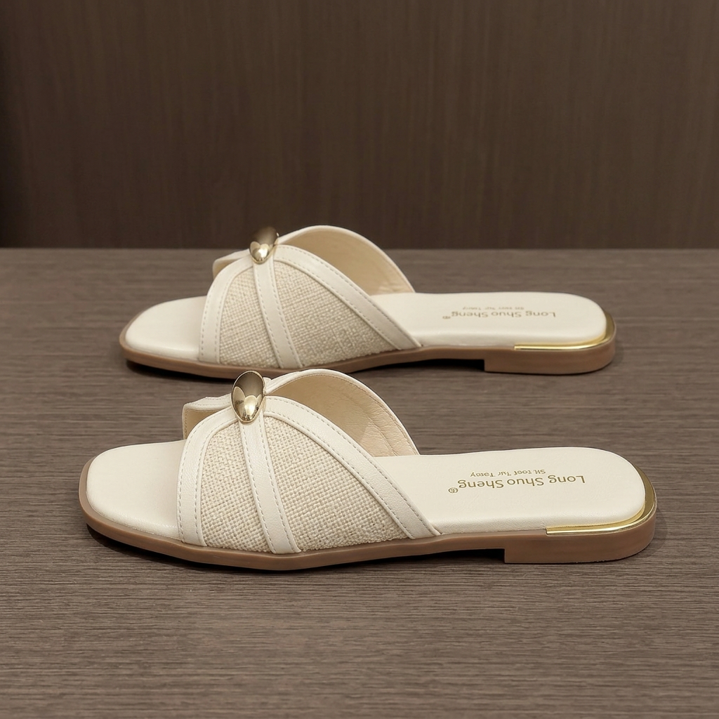 Women's Criss-Cross Buckle Flat Sandals with Breathable Upper and Comfortable Sole