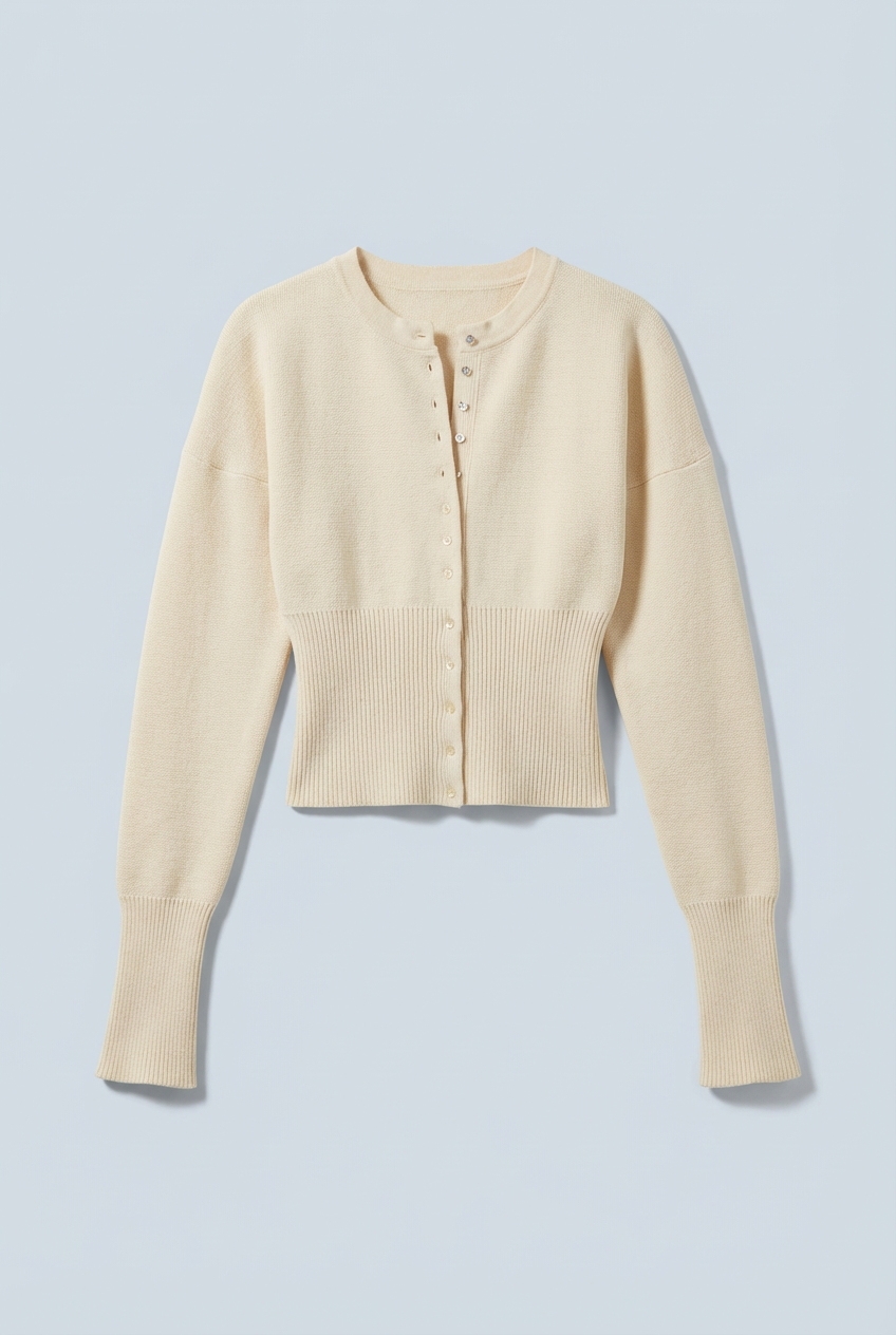 Women's Slim-Fit Button Front Cropped Cardigan, Long Sleeves