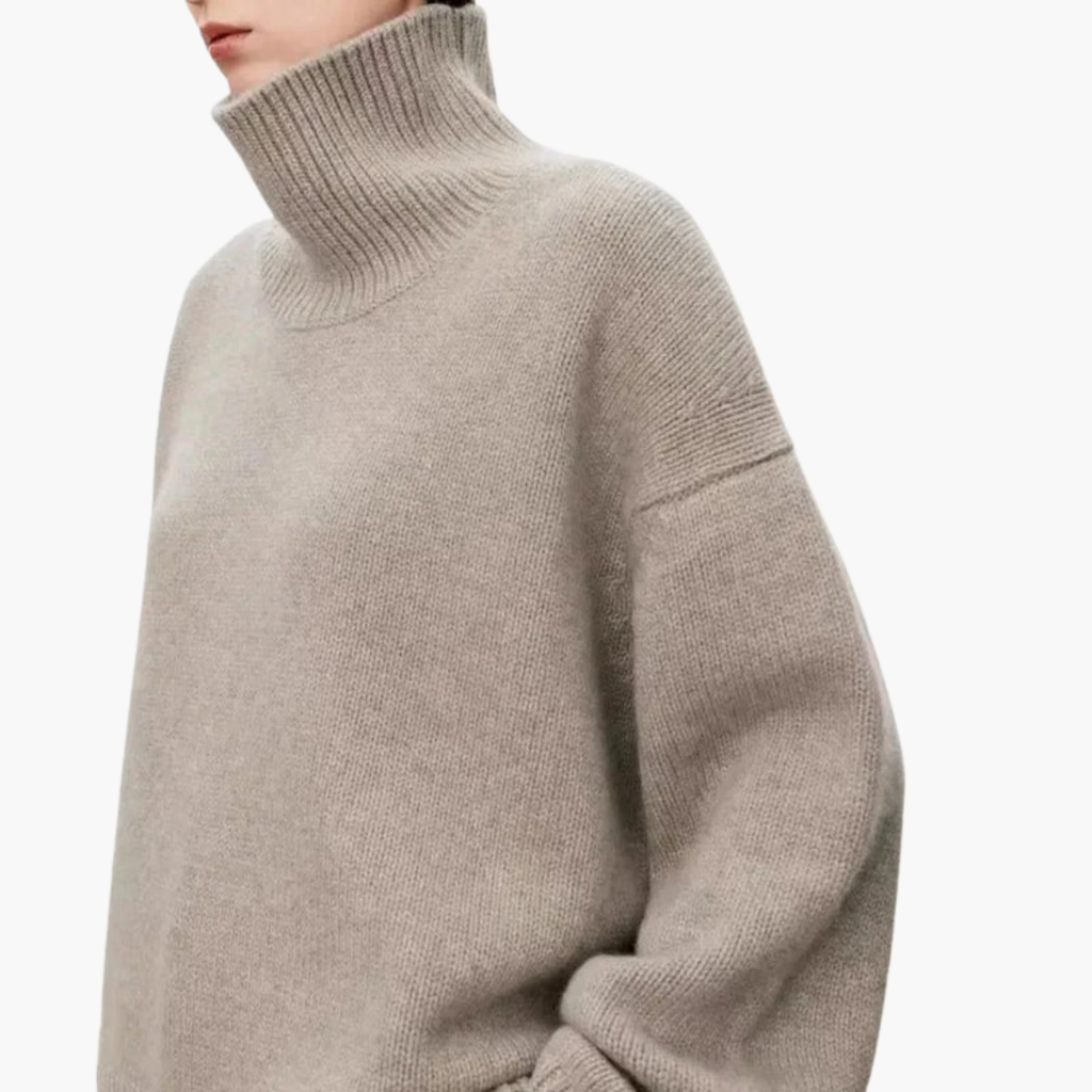 Women's Oversized High-Neck Sweater Relaxed Knit Layer