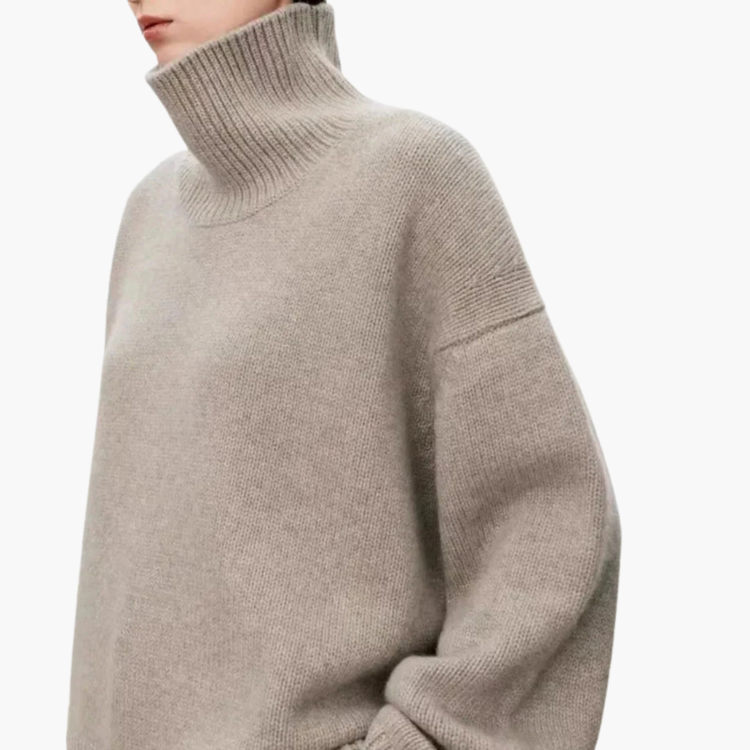 Women's Oversized High-Neck Sweater Relaxed Knit Layer