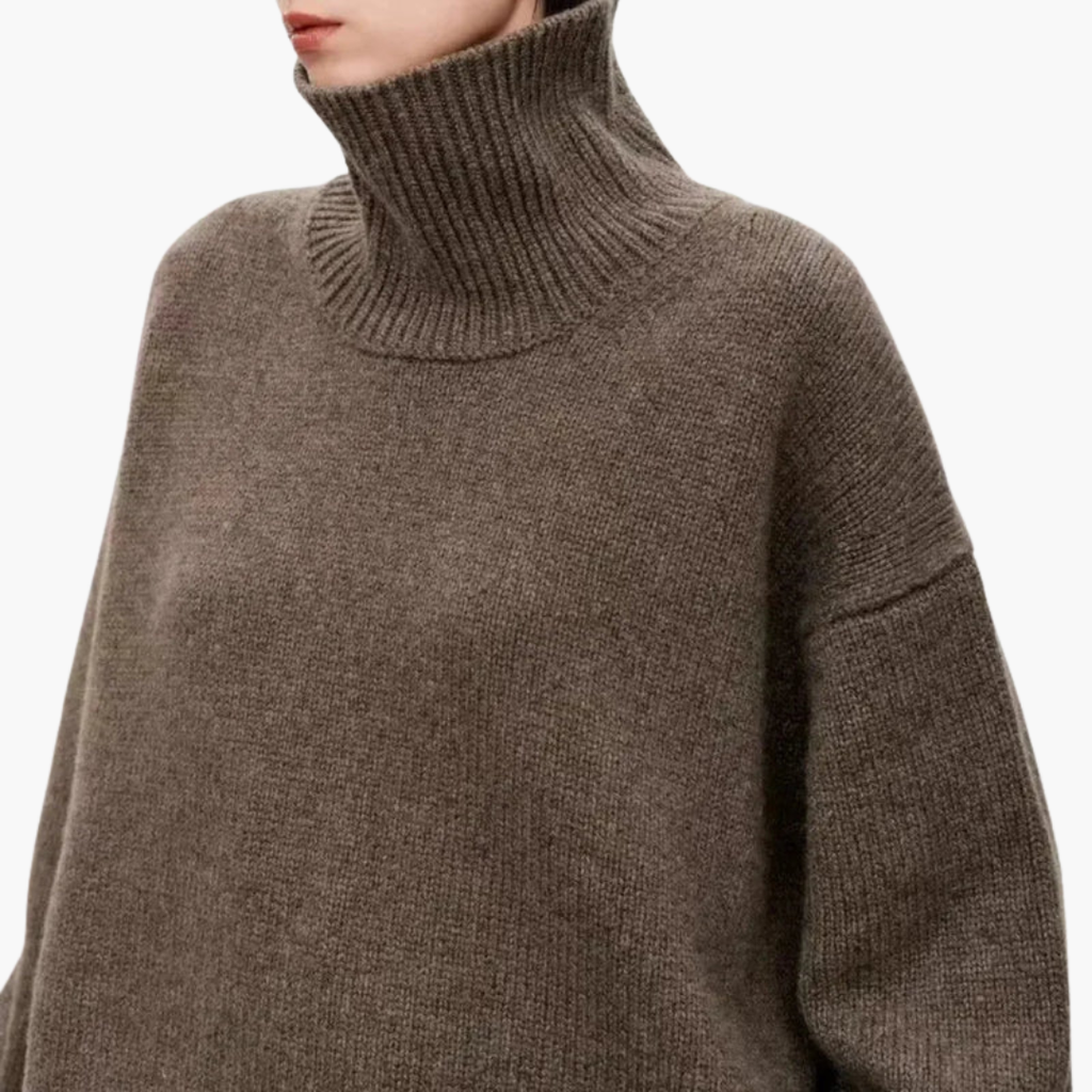 Women's Oversized High-Neck Sweater Relaxed Knit Layer