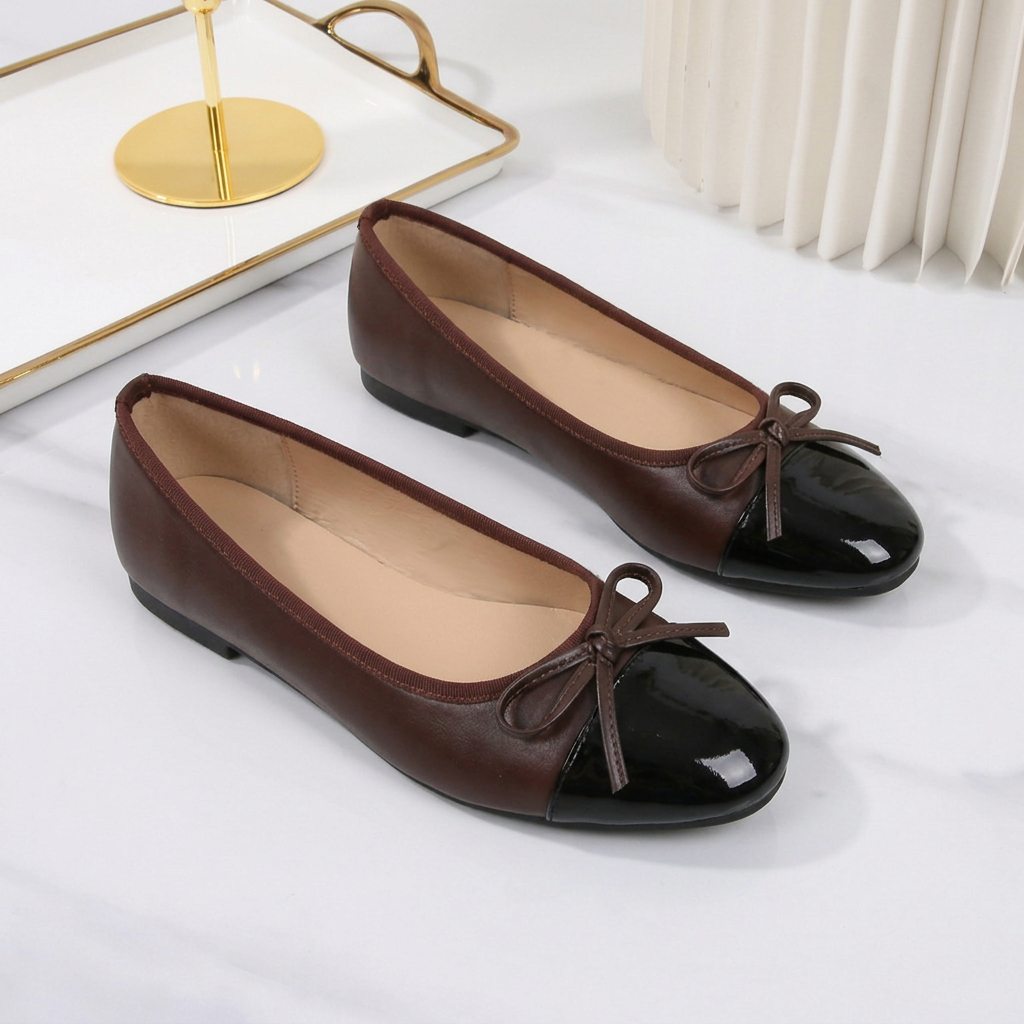 Women's Pointed-Toe Flats with Square Toe and PVC Sole