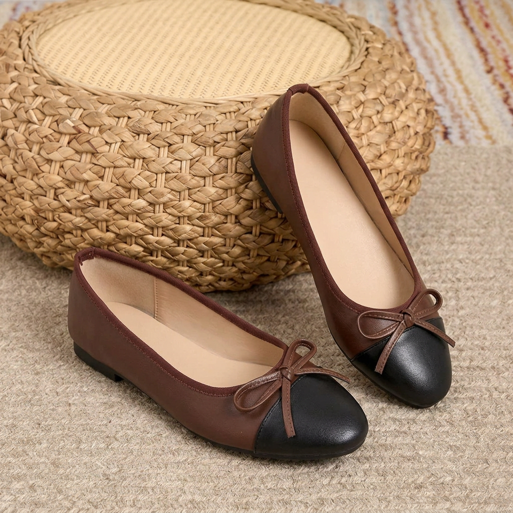 Women's Pointed-Toe Flats with Square Toe and PVC Sole