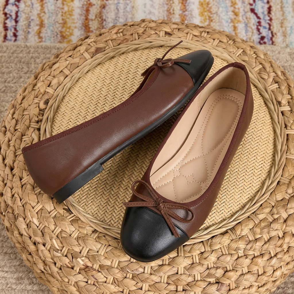Women's Pointed-Toe Flats with Square Toe and PVC Sole