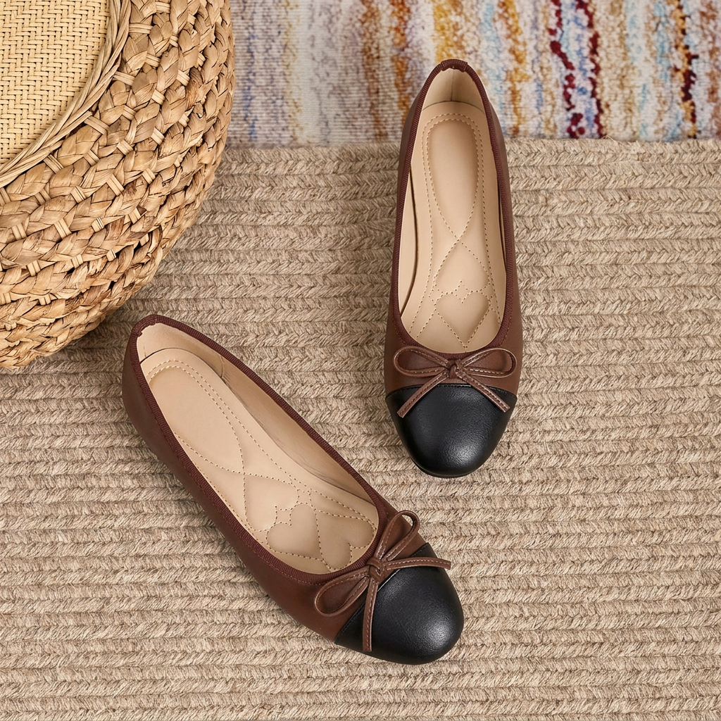 Women's Pointed-Toe Flats with Square Toe and PVC Sole