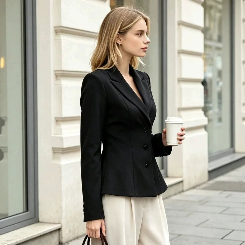 Women's Tailored Single-Breasted Blazer with Notch Lapel