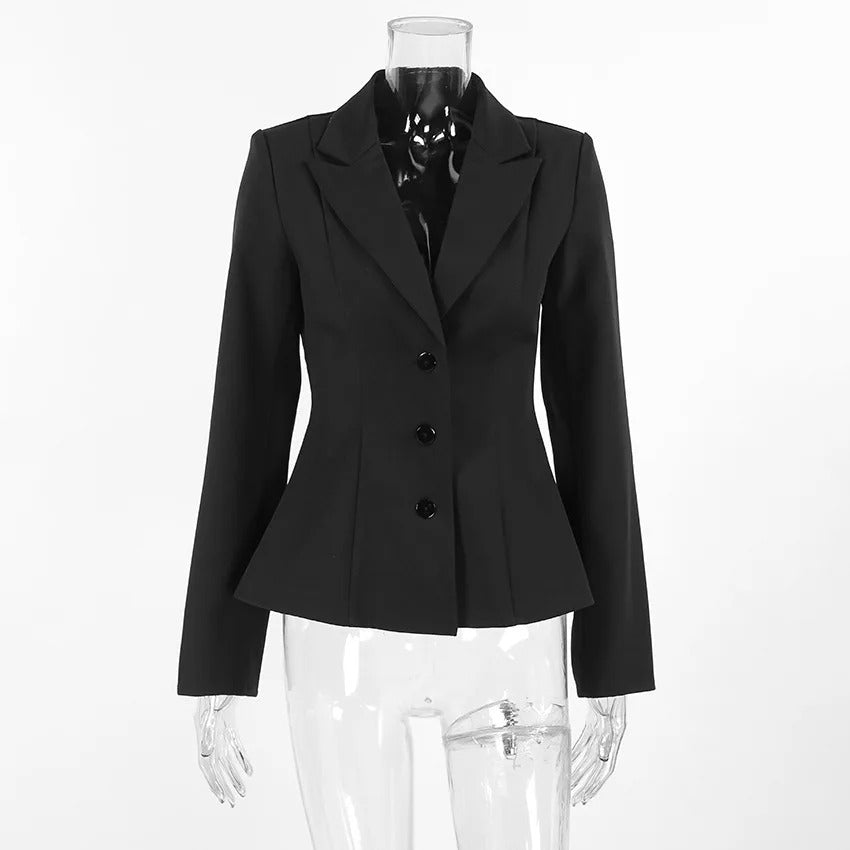 Women's Tailored Single-Breasted Blazer with Notch Lapel