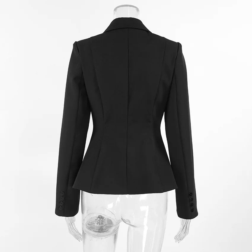 Women's Tailored Single-Breasted Blazer with Notch Lapel