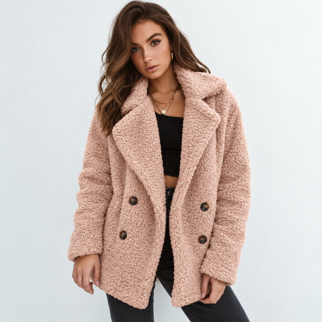 Women's Teddy Jacket Open Front with Wide Collar