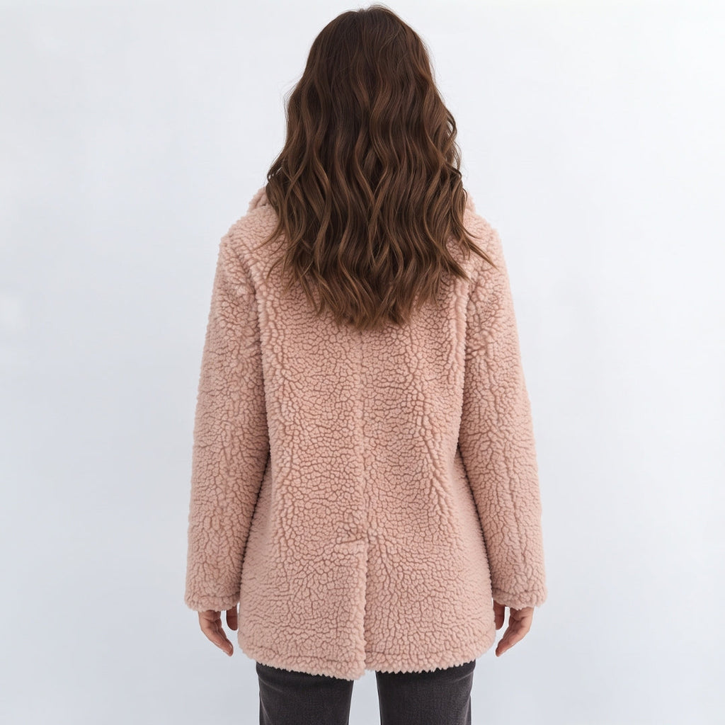 Women's Teddy Jacket Open Front with Wide Collar