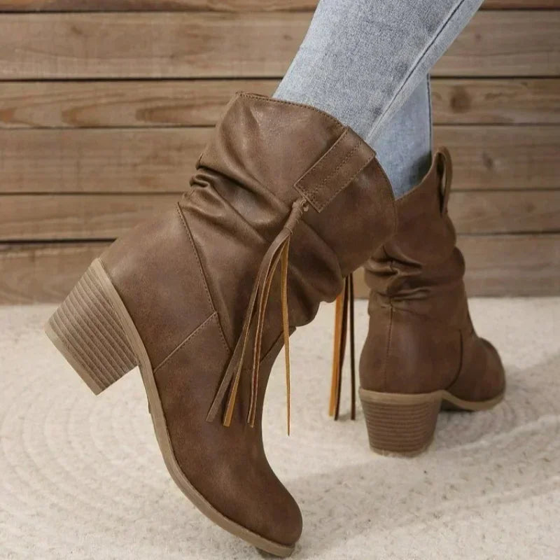 Women's Block Heel Cowboy Style Boots