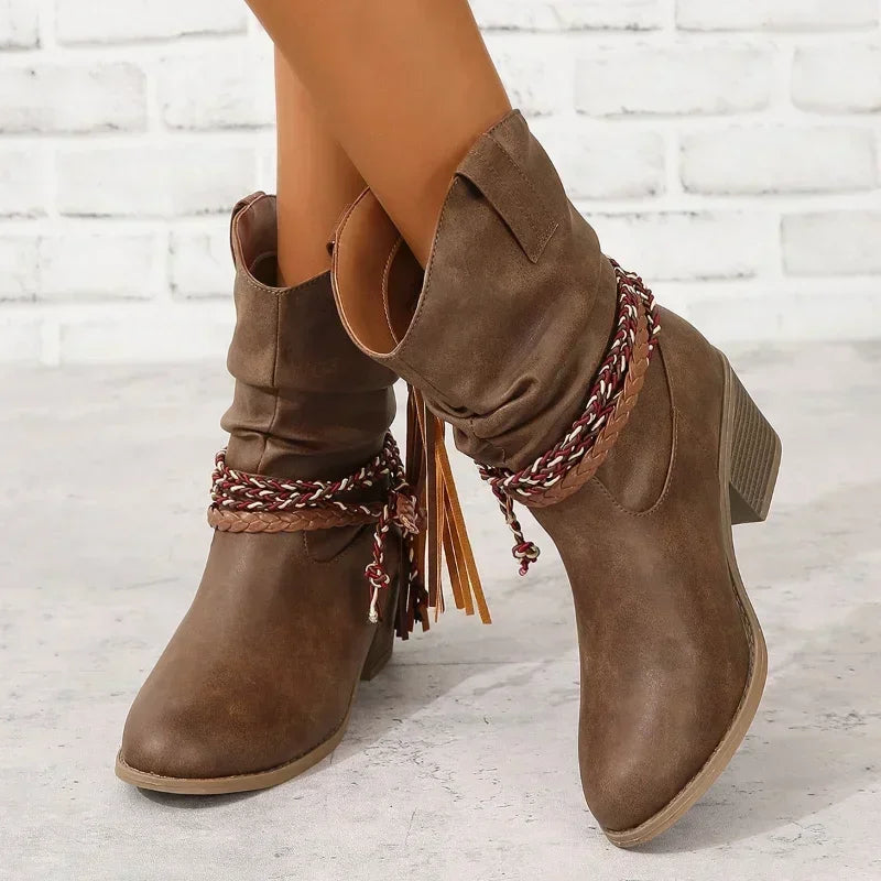 Women's Block Heel Cowboy Style Boots