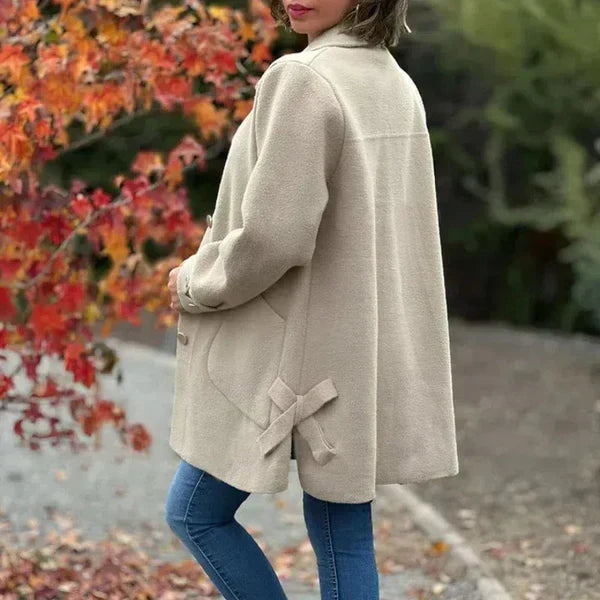Women's Button-Front Wool Coat with Notch Lapels in Rosemary