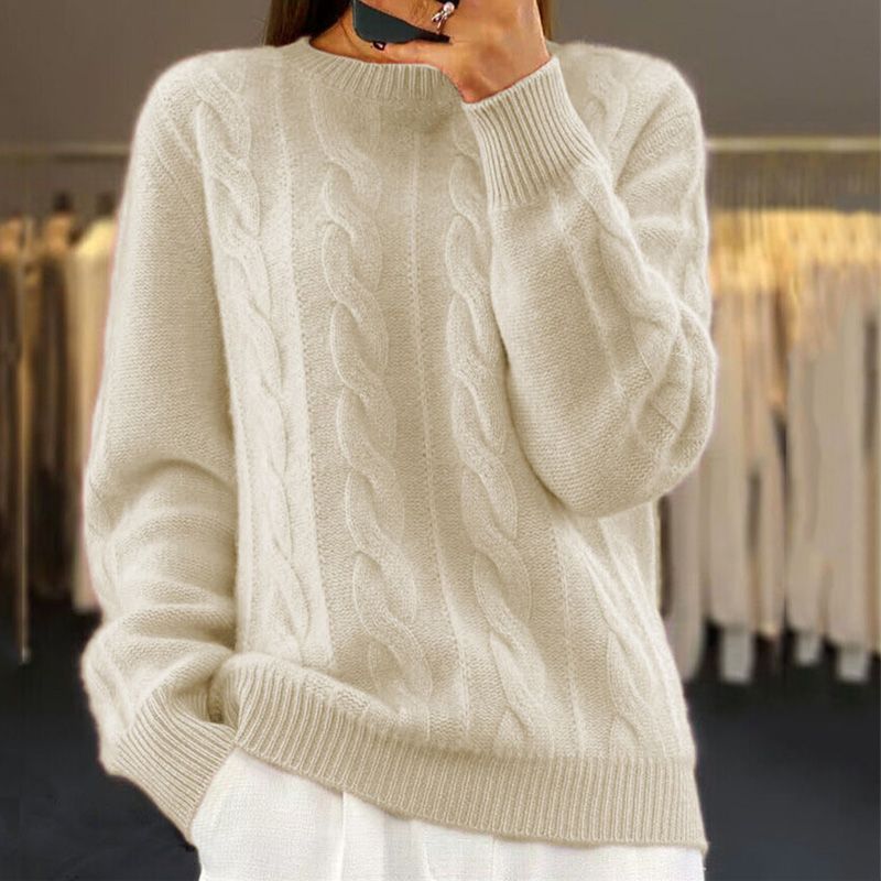 Women's Cable Knit Crew Neck Sweater
