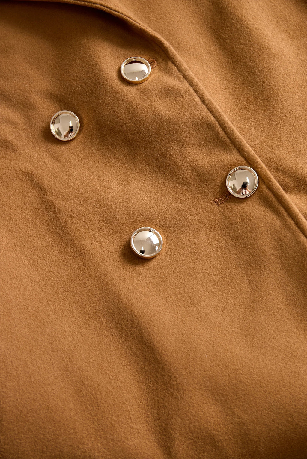 Women's Camel Belted Double Breasted Long Sleeve Trench Coat