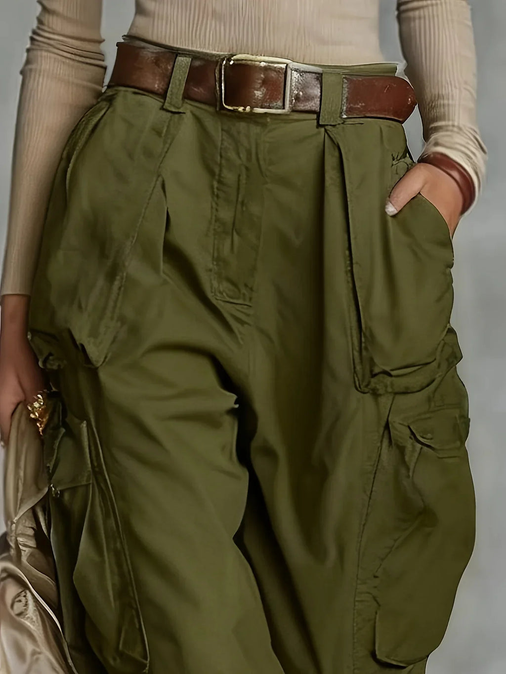 Women's Cargo Parachute Pants | Elastic Waist with Cinched Ankle