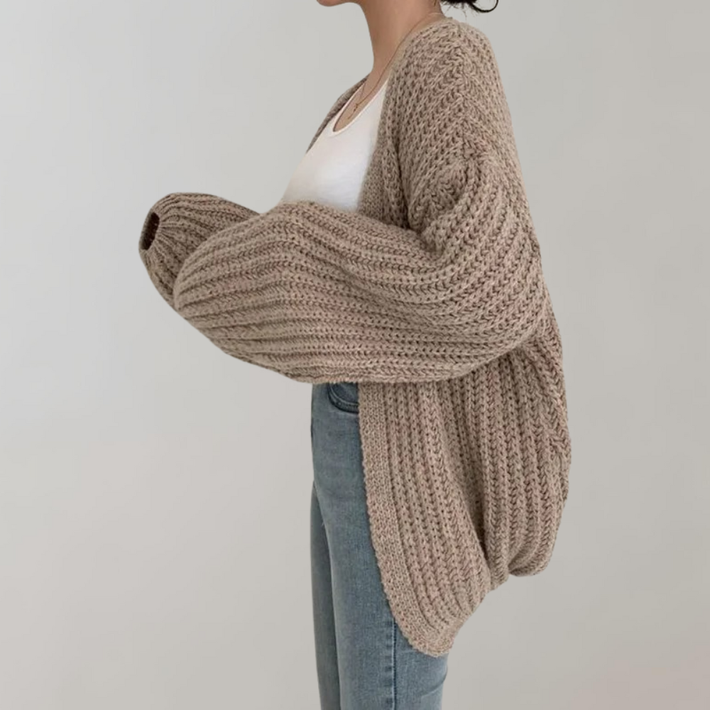 Women's Chunky Knit Balloon Sleeve Cardigan