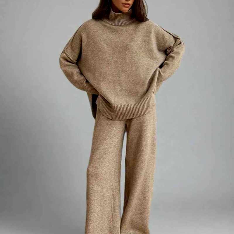 Women's Chunky Turtleneck Sweater and Pants Matching Set