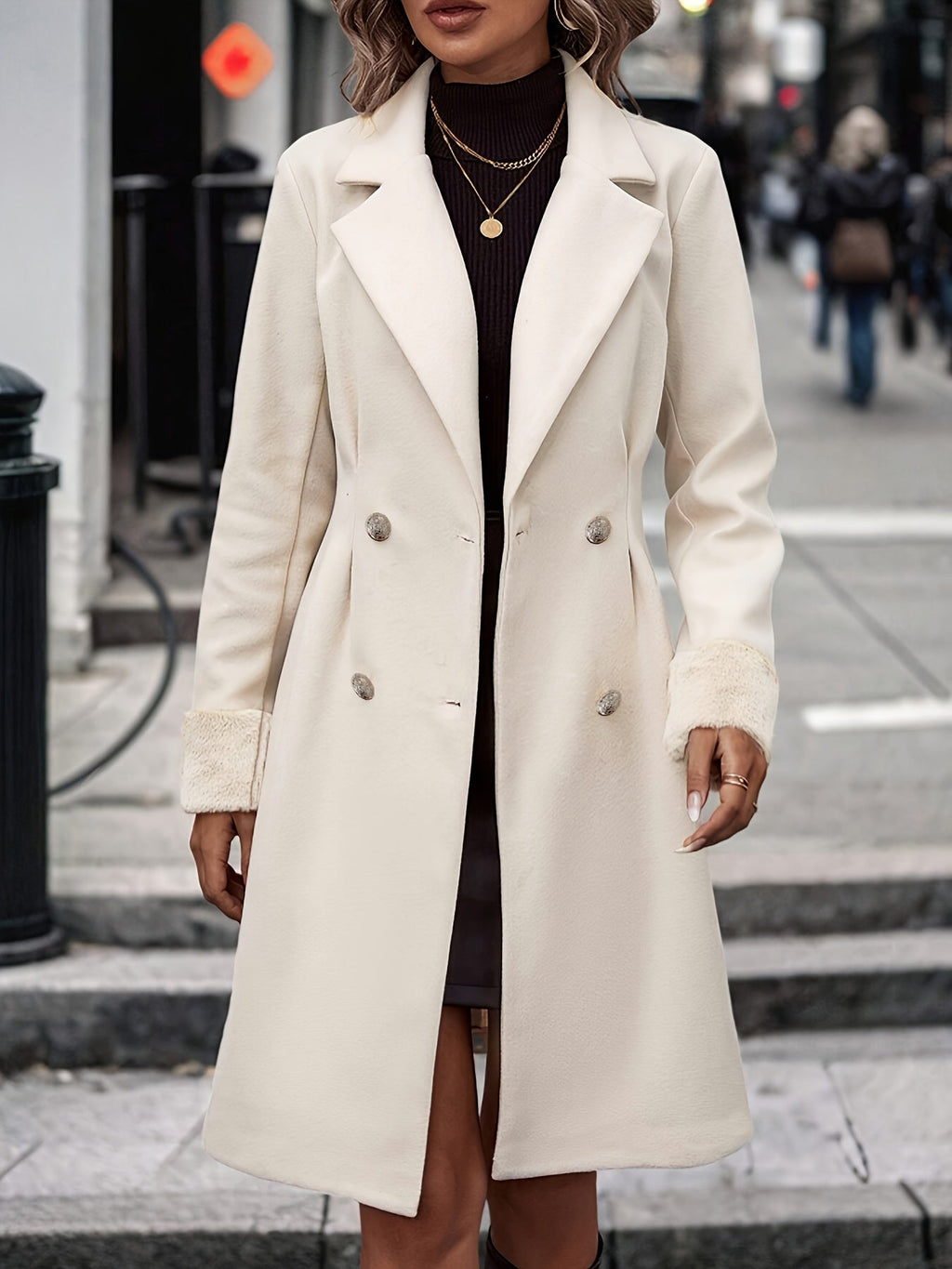 Women's Classic Double-Breasted Belted Overcoat