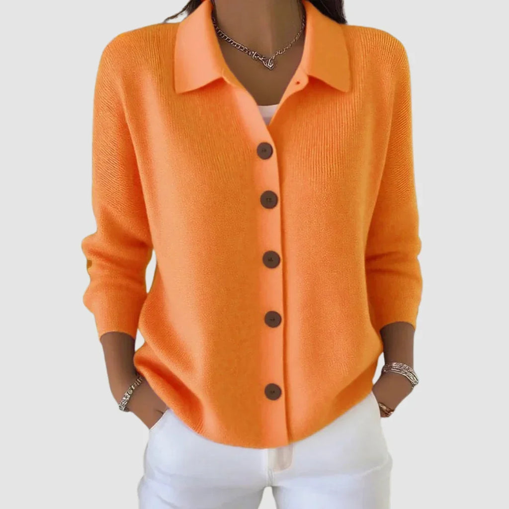 Women's Collared Button Front Knit Cardigan Sweater