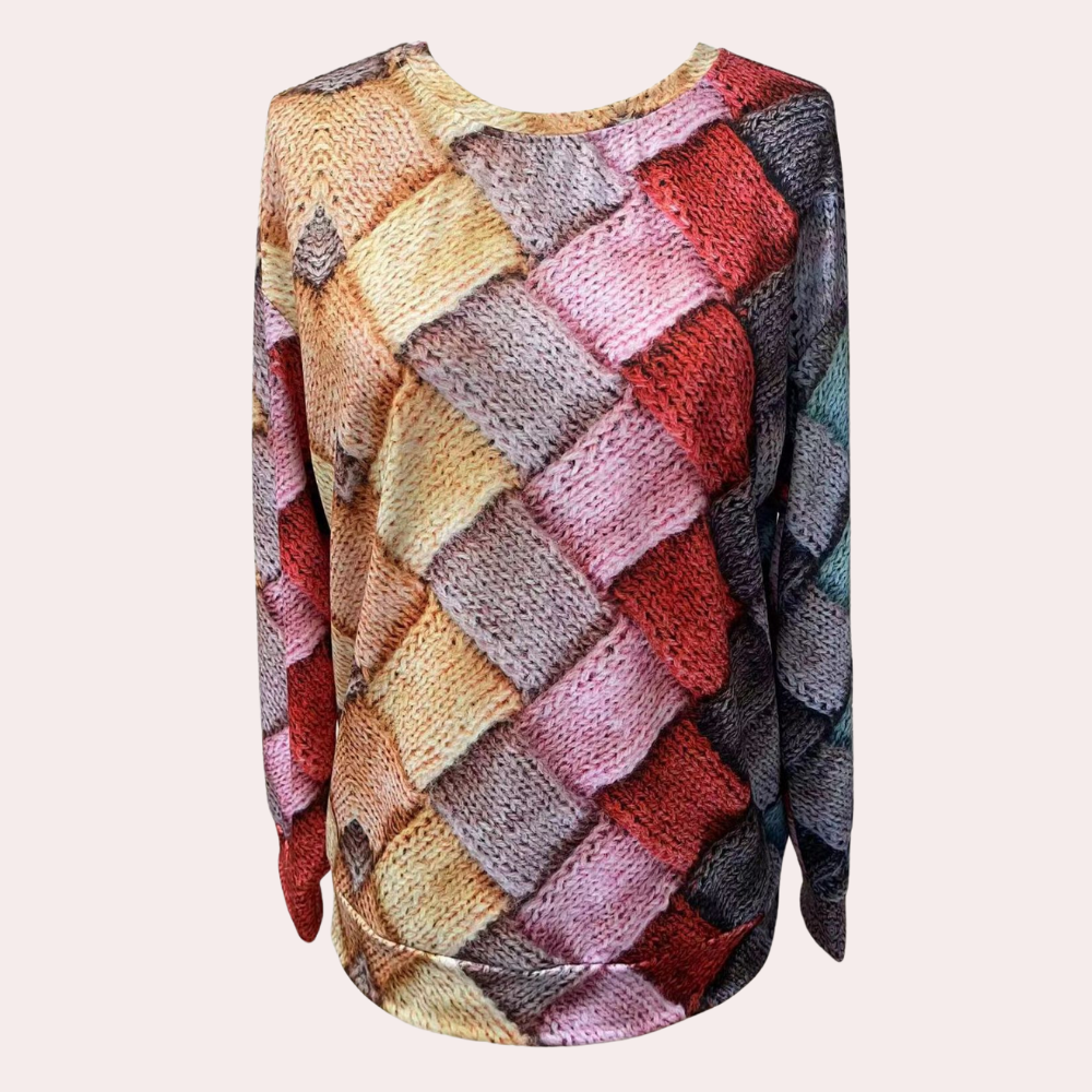 Women's Colorblock Diamond Knit Sweater