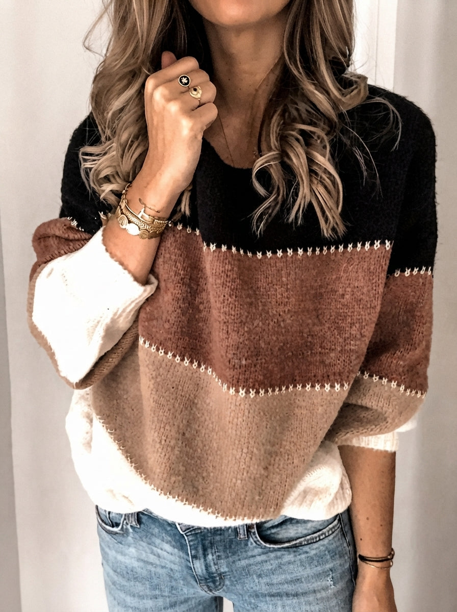Women's Colorblock Striped Sweater in Marigold