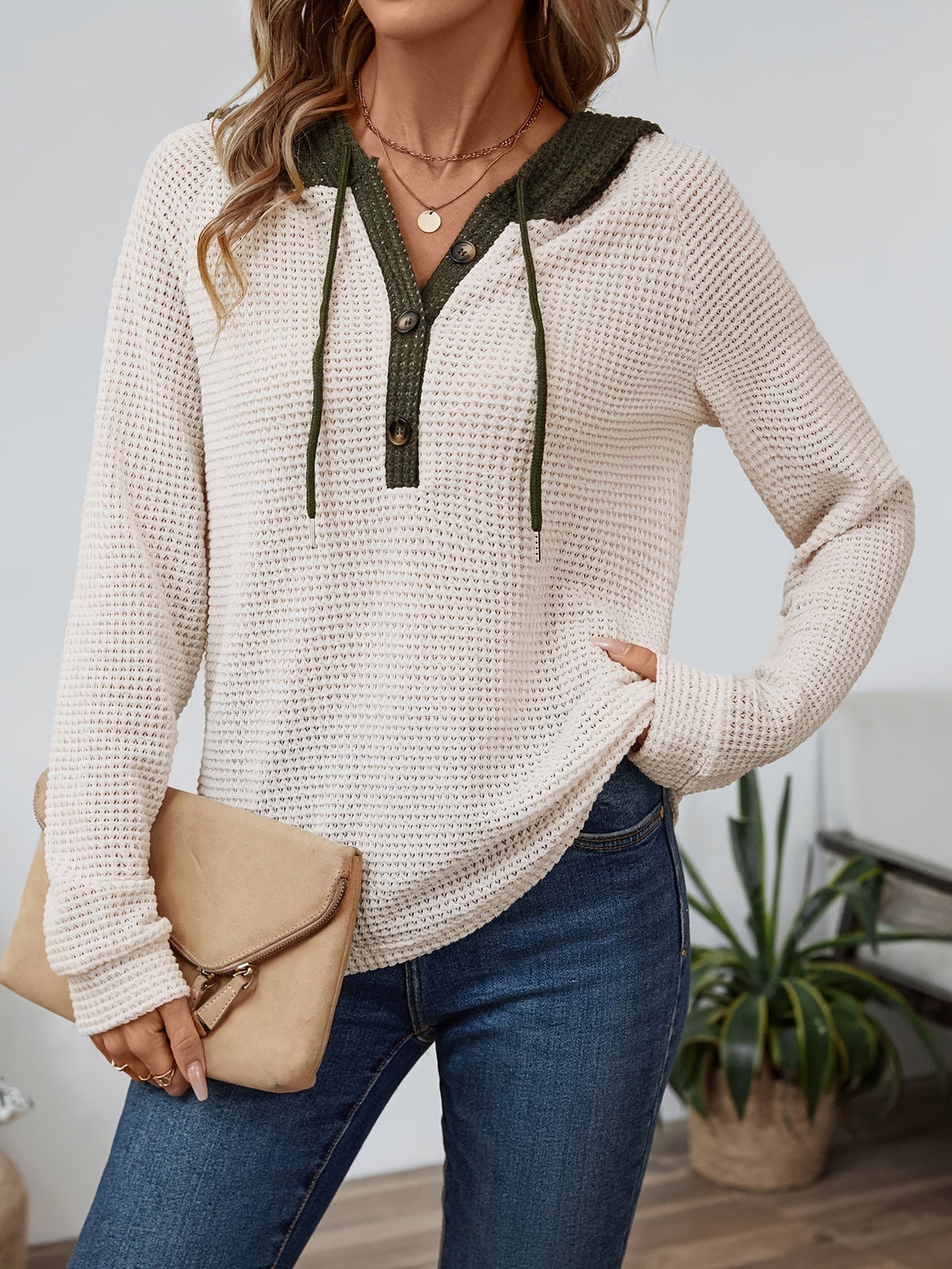 Women's Cozy Waffle-Knit Hoodie
