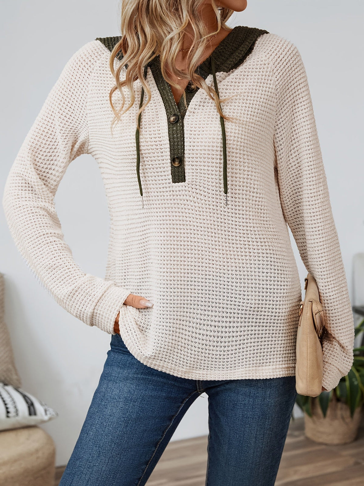 Women's Cozy Waffle-Knit Hoodie