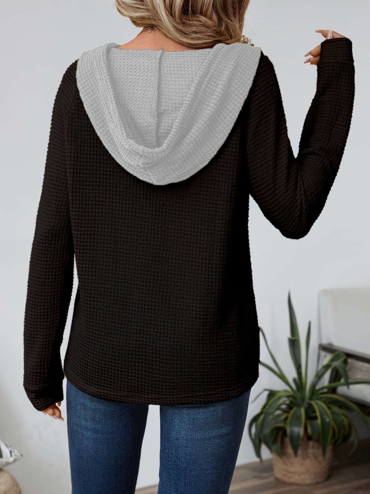 Women's Cozy Waffle-Knit Hoodie