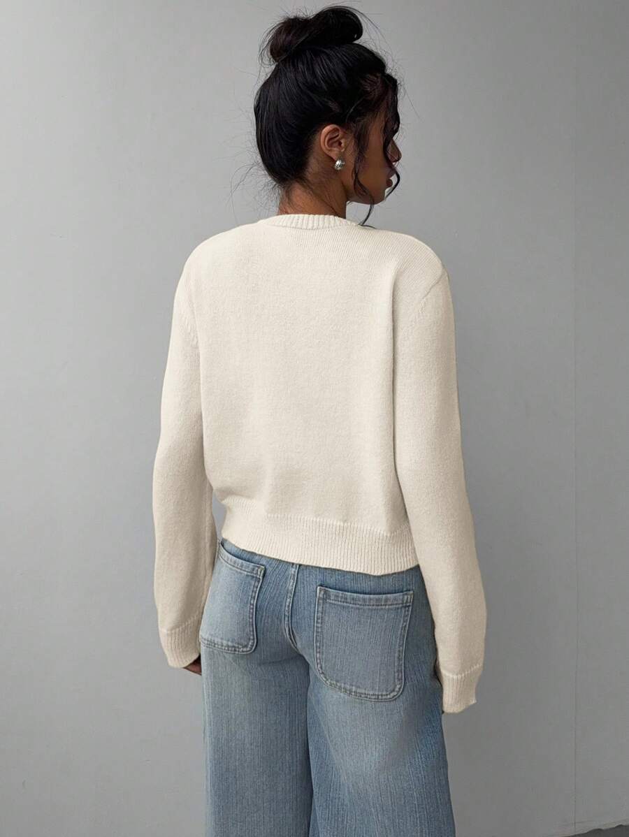 Women's Cropped Button-Front Knit Cardigan