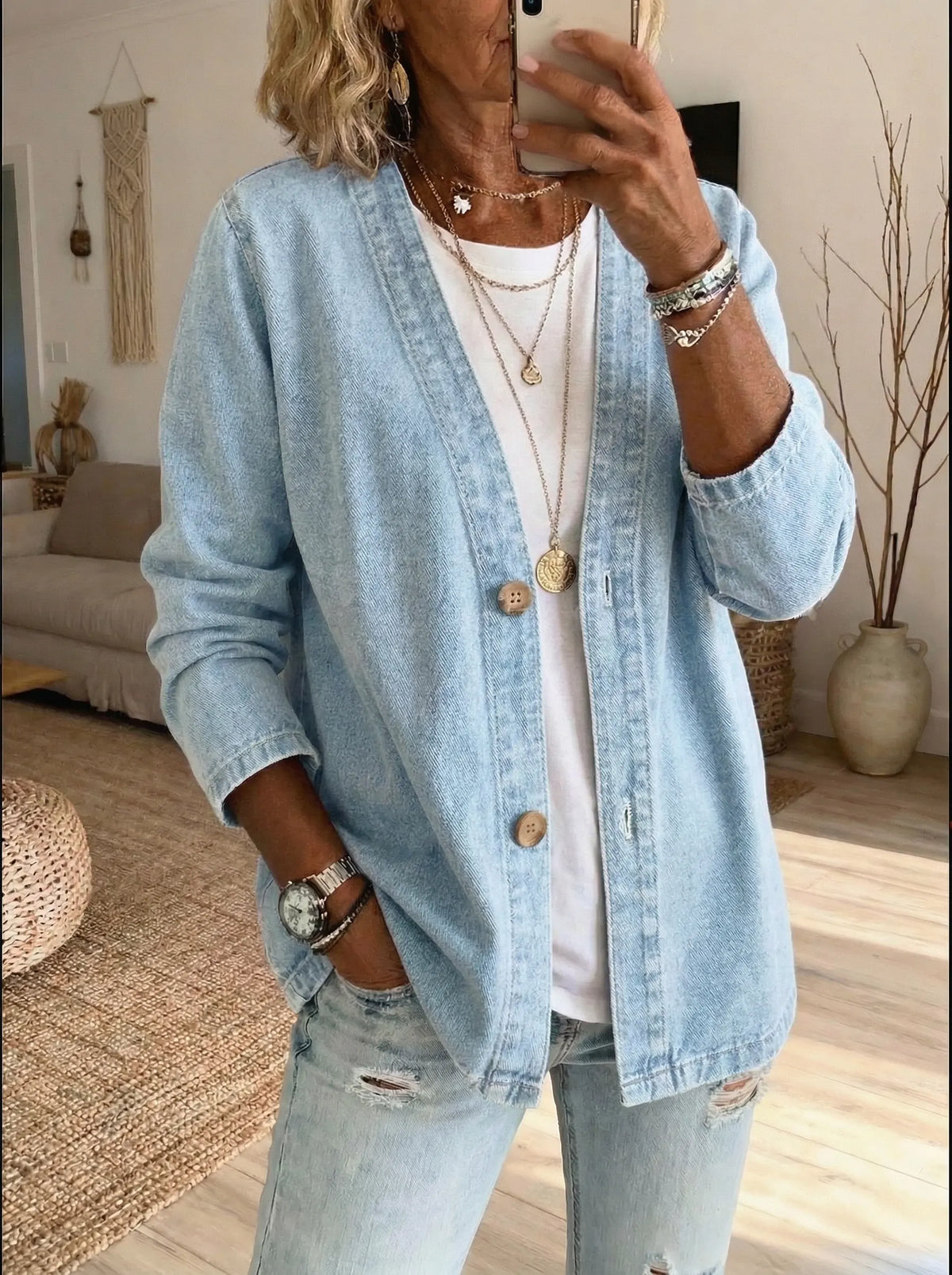 Women's Denim Button-Up Jacket