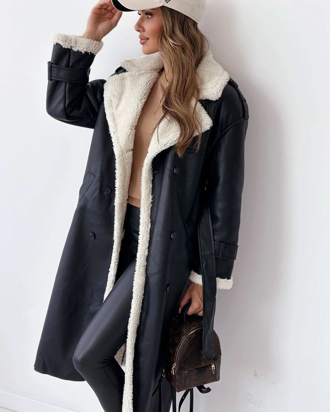 Women's Double Breasted Belted Long Sleeve Trench Coat