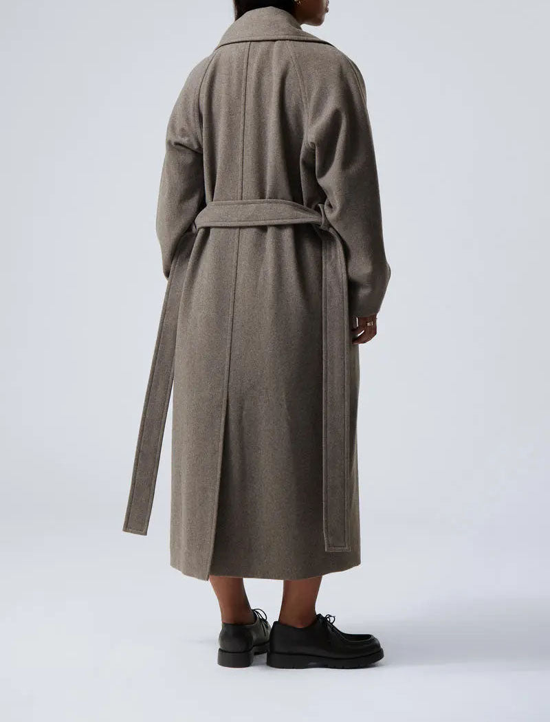 Women's Double-Breasted Wool Coat with Notch Lapel