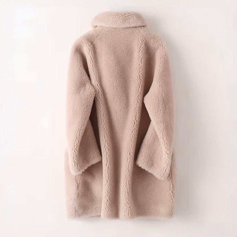 Women's Faux Shearling Double-Breasted Outerwear Coat