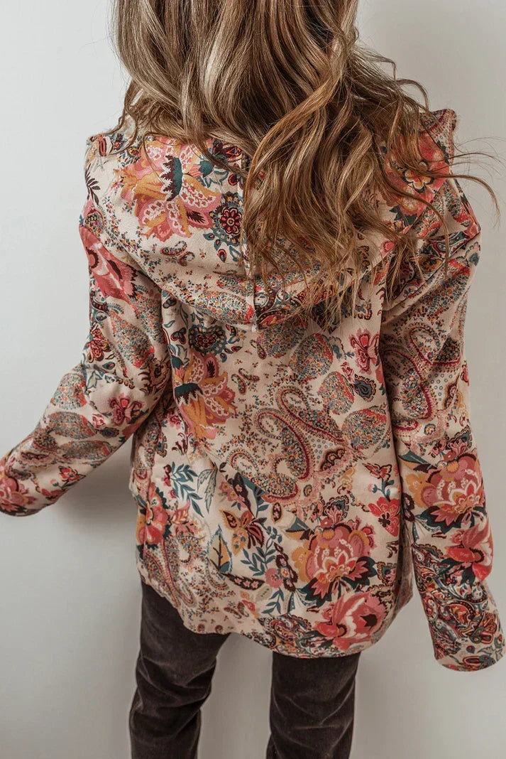 Women's Floral Paisley Blazer with Cozy Sherpa Lining