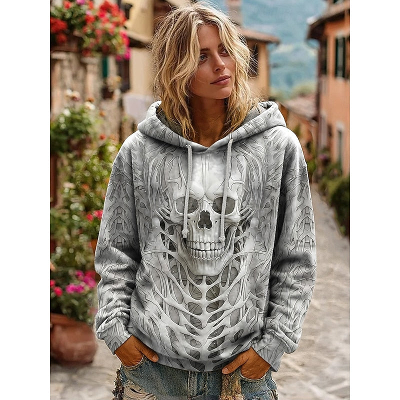 Women's Halloween Skull Graphic Hoodie