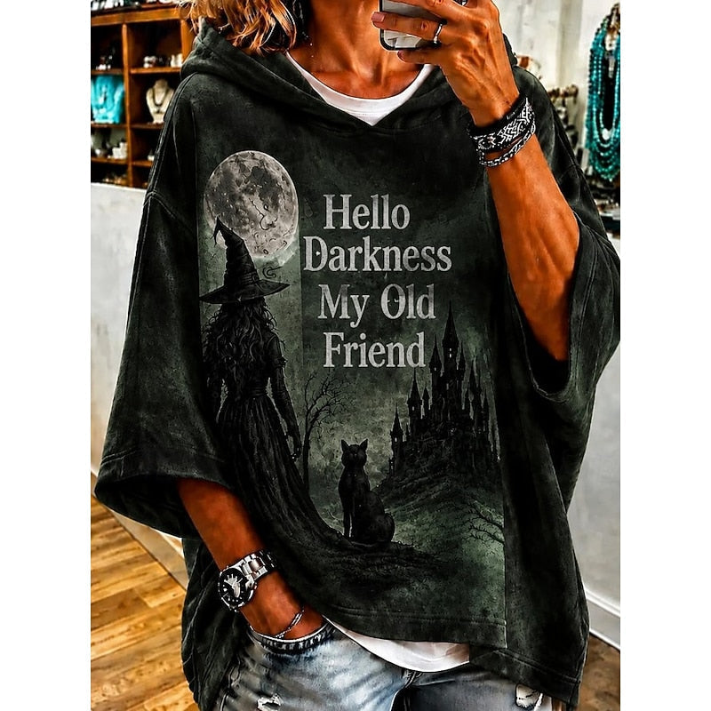 Women's Halloween Witch Graphic Oversized Hoodie